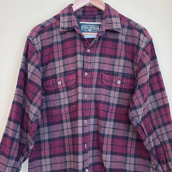Field & Stream Heavy Flannel Long Sleeve Plaid Button Up 100% Woven Cotton Shirt - Picture 3 of 17